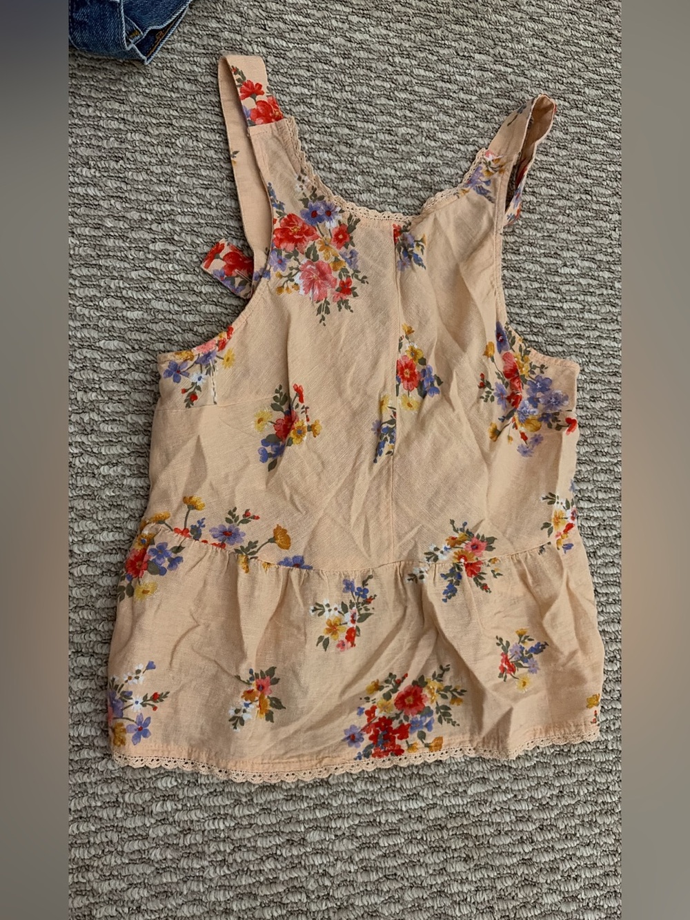American Eagle Outfitters Peach Floral Ruffle Tank